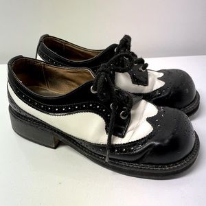 Vintage John Fluevog Angel Brogue Shoe in Black & White